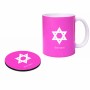 ספל תה \ קפה + תחתית עגולה בעיצוב אישי עם השם שלך בעיצוב מגן דוד - מגן דוד - ישראל גודל הספל 325 מ"ל קוטר התחתית 10 ס"מ