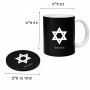 ספל תה \ קפה + תחתית עגולה בעיצוב אישי עם השם שלך בעיצוב מגן דוד - מגן דוד - ישראל גודל הספל 325 מ"ל קוטר התחתית 10 ס"מ