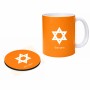 ספל תה \ קפה + תחתית עגולה בעיצוב אישי עם השם שלך בעיצוב מגן דוד - מגן דוד - ישראל גודל הספל 325 מ"ל קוטר התחתית 10 ס"מ