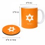 ספל תה \ קפה + תחתית עגולה בעיצוב אישי עם השם שלך בעיצוב מגן דוד - מגן דוד - ישראל גודל הספל 325 מ"ל קוטר התחתית 10 ס"מ