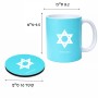 ספל תה \ קפה + תחתית עגולה בעיצוב אישי עם השם שלך בעיצוב מגן דוד - מגן דוד - ישראל גודל הספל 325 מ"ל קוטר התחתית 10 ס"מ