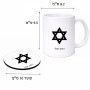 ספל תה \ קפה + תחתית עגולה בעיצוב אישי עם השם שלך בעיצוב מגן דוד - מגן דוד - ישראל גודל הספל 325 מ"ל קוטר התחתית 10 ס"מ