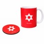 ספל תה \ קפה + תחתית עגולה בעיצוב אישי עם השם שלך בעיצוב מגן דוד - מגן דוד - ישראל גודל הספל 325 מ"ל קוטר התחתית 10 ס"מ