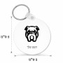 מחזיק מפתחות בצורת עיגול בעיצוב אישי עם השם שלך בעיצוב פרצוף בולדוג גודל המחזיק 5 × 5 ס"מ