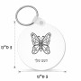 מחזיק מפתחות בצורת עיגול בעיצוב אישי עם השם שלך בעיצוב פרפר גודל המחזיק 5 × 5 ס"מ