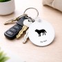 מחזיק מפתחות בצורת עיגול בעיצוב אישי עם השם שלך בעיצוב כלב גודל המחזיק 5 × 5 ס"מ