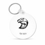 מחזיק מפתחות בצורת עיגול בעיצוב אישי עם השם שלך בעיצוב ראש נשר גודל המחזיק 5 × 5 ס"מ