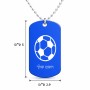 שרשרת דיסקיט מאלומיניום בעיצוב אישי עם השם שלך בעיצוב כדורגל כדור כדורגל גודל הדיסקיט 2.9 × 5 ס"מ