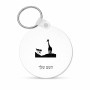 מחזיק מפתחות בצורת עיגול בעיצוב אישי עם השם שלך בעיצוב ג'ירפה באפריקה גודל המחזיק 5 × 5 ס"מ