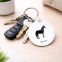 מחזיק מפתחות בצורת עיגול בעיצוב אישי עם השם שלך בעיצוב סוס גודל המחזיק 5 × 5 ס"מ
