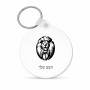 מחזיק מפתחות בצורת עיגול בעיצוב אישי עם השם שלך בעיצוב פני אריה גודל המחזיק 5 × 5 ס"מ