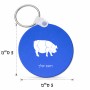 מחזיק מפתחות בצורת עיגול בעיצוב אישי עם השם שלך בעיצוב חזיר גודל המחזיק 5 × 5 ס"מ
