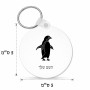 מחזיק מפתחות בצורת עיגול בעיצוב אישי עם השם שלך בעיצוב פינגווין גודל המחזיק 5 × 5 ס"מ