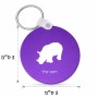 מחזיק מפתחות בצורת עיגול בעיצוב אישי עם השם שלך בעיצוב קרנף גודל המחזיק 5 × 5 ס"מ