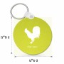 מחזיק מפתחות בצורת עיגול בעיצוב אישי עם השם שלך בעיצוב תרנגול גודל המחזיק 5 × 5 ס"מ