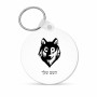 מחזיק מפתחות בצורת עיגול בעיצוב אישי עם השם שלך בעיצוב זאב גודל המחזיק 5 × 5 ס"מ