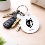 מחזיק מפתחות בצורת עיגול בעיצוב אישי עם השם שלך בעיצוב זאב גודל המחזיק 5 × 5 ס"מ