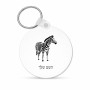 מחזיק מפתחות בצורת עיגול בעיצוב אישי עם השם שלך בעיצוב זברה גודל המחזיק 5 × 5 ס"מ