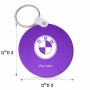 מחזיק מפתחות בצורת עיגול בעיצוב אישי עם השם שלך בעיצוב ב.מ.וו גודל המחזיק 5 × 5 ס"מ