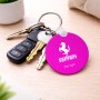 מחזיק מפתחות בצורת עיגול בעיצוב אישי עם השם שלך בעיצוב פרארי גודל המחזיק 5 × 5 ס"מ
