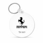 מחזיק מפתחות בצורת עיגול בעיצוב אישי עם השם שלך בעיצוב פרארי גודל המחזיק 5 × 5 ס"מ