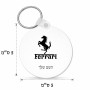 מחזיק מפתחות בצורת עיגול בעיצוב אישי עם השם שלך בעיצוב פרארי גודל המחזיק 5 × 5 ס"מ