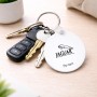 מחזיק מפתחות בצורת עיגול בעיצוב אישי עם השם שלך בעיצוב יגואר גודל המחזיק 5 × 5 ס"מ