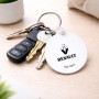 מחזיק מפתחות בצורת עיגול בעיצוב אישי עם השם שלך בעיצוב רנו גודל המחזיק 5 × 5 ס"מ