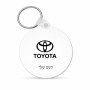 מחזיק מפתחות בצורת עיגול בעיצוב אישי עם השם שלך בעיצוב טויוטה גודל המחזיק 5 × 5 ס"מ