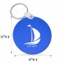 מחזיק מפתחות בצורת עיגול בעיצוב אישי עם השם שלך בעיצוב סירה גודל המחזיק 5 × 5 ס"מ