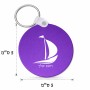 מחזיק מפתחות בצורת עיגול בעיצוב אישי עם השם שלך בעיצוב סירה גודל המחזיק 5 × 5 ס"מ