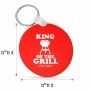 מחזיק מפתחות בצורת עיגול בעיצוב אישי עם השם שלך בעיצוב מלך הגריל גודל המחזיק 5 × 5 ס"מ