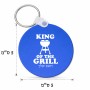 מחזיק מפתחות בצורת עיגול בעיצוב אישי עם השם שלך בעיצוב מלך הגריל גודל המחזיק 5 × 5 ס"מ