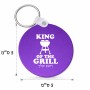 מחזיק מפתחות בצורת עיגול בעיצוב אישי עם השם שלך בעיצוב מלך הגריל גודל המחזיק 5 × 5 ס"מ