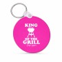 מחזיק מפתחות בצורת עיגול בעיצוב אישי עם השם שלך בעיצוב מלך הגריל גודל המחזיק 5 × 5 ס"מ