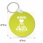 מחזיק מפתחות בצורת עיגול בעיצוב אישי עם השם שלך בעיצוב מלך הגריל גודל המחזיק 5 × 5 ס"מ