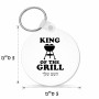מחזיק מפתחות בצורת עיגול בעיצוב אישי עם השם שלך בעיצוב מלך הגריל גודל המחזיק 5 × 5 ס"מ