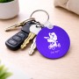 מחזיק מפתחות בצורת עיגול בעיצוב אישי עם השם שלך בעיצוב עגלת תינוק גודל המחזיק 5 × 5 ס"מ