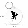 מחזיק מפתחות בצורת עיגול בעיצוב אישי עם השם שלך בעיצוב קופידון גודל המחזיק 5 × 5 ס"מ