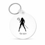 מחזיק מפתחות בצורת עיגול בעיצוב אישי עם השם שלך בעיצוב אישה שטן גודל המחזיק 5 × 5 ס"מ