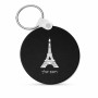 מחזיק מפתחות בצורת עיגול בעיצוב אישי עם השם שלך בעיצוב מגדל אייפל גודל המחזיק 5 × 5 ס"מ