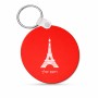 מחזיק מפתחות בצורת עיגול בעיצוב אישי עם השם שלך בעיצוב מגדל אייפל גודל המחזיק 5 × 5 ס"מ