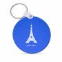 מחזיק מפתחות בצורת עיגול בעיצוב אישי עם השם שלך בעיצוב מגדל אייפל גודל המחזיק 5 × 5 ס"מ
