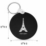 מחזיק מפתחות בצורת עיגול בעיצוב אישי עם השם שלך בעיצוב מגדל אייפל גודל המחזיק 5 × 5 ס"מ