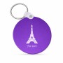 מחזיק מפתחות בצורת עיגול בעיצוב אישי עם השם שלך בעיצוב מגדל אייפל גודל המחזיק 5 × 5 ס"מ