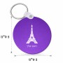 מחזיק מפתחות בצורת עיגול בעיצוב אישי עם השם שלך בעיצוב מגדל אייפל גודל המחזיק 5 × 5 ס"מ