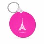 מחזיק מפתחות בצורת עיגול בעיצוב אישי עם השם שלך בעיצוב מגדל אייפל גודל המחזיק 5 × 5 ס"מ