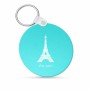 מחזיק מפתחות בצורת עיגול בעיצוב אישי עם השם שלך בעיצוב מגדל אייפל גודל המחזיק 5 × 5 ס"מ