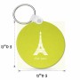 מחזיק מפתחות בצורת עיגול בעיצוב אישי עם השם שלך בעיצוב מגדל אייפל גודל המחזיק 5 × 5 ס"מ