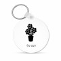 מחזיק מפתחות בצורת עיגול בעיצוב אישי עם השם שלך בעיצוב פרח גודל המחזיק 5 × 5 ס"מ